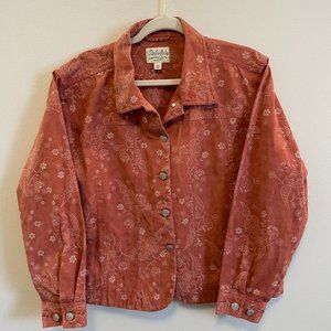 Jean Jacket Cabela's Sz Lg Cotton Dusty Rose Floral Paisley EUC Grandma-Core